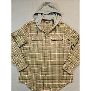 HAWX Work Gear Men's Plaid Flannel Hooded Shirt Jacket Button Up L